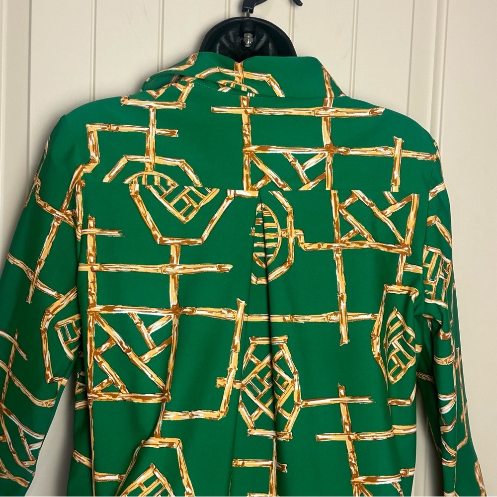 Jude Connally Hadley Bamboo Lattice Print Knit Point Collar Cuff Sleeve S NWOT - Picture 11 of 14